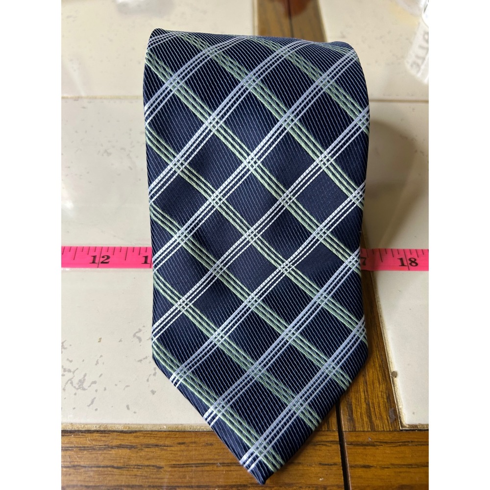Stafford Essentials Men's‎ Navy Plaid Silk Blend Necktie Formal Business